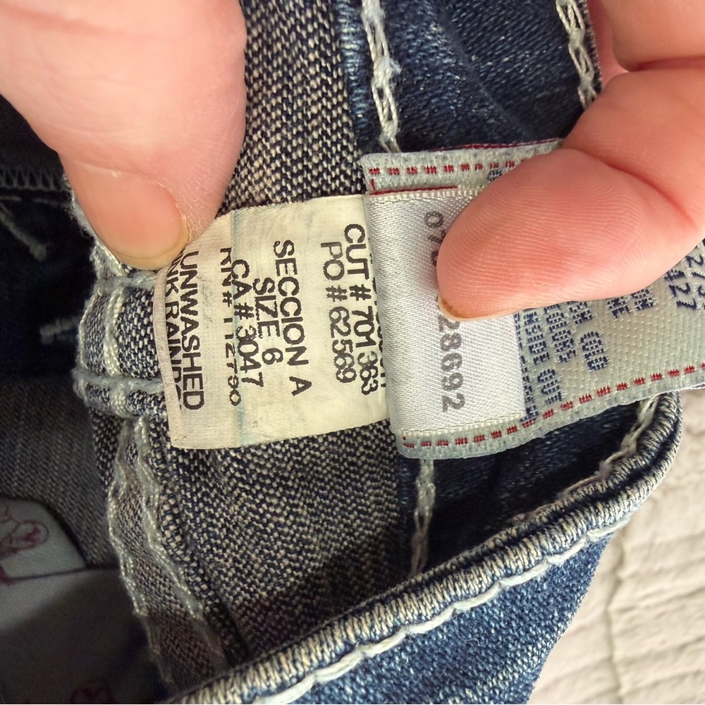 True Religion Girls Joey Rainbow Thick Stitch Low Rise Flare Jeans Girls Size 6 - Picture 12 of 13